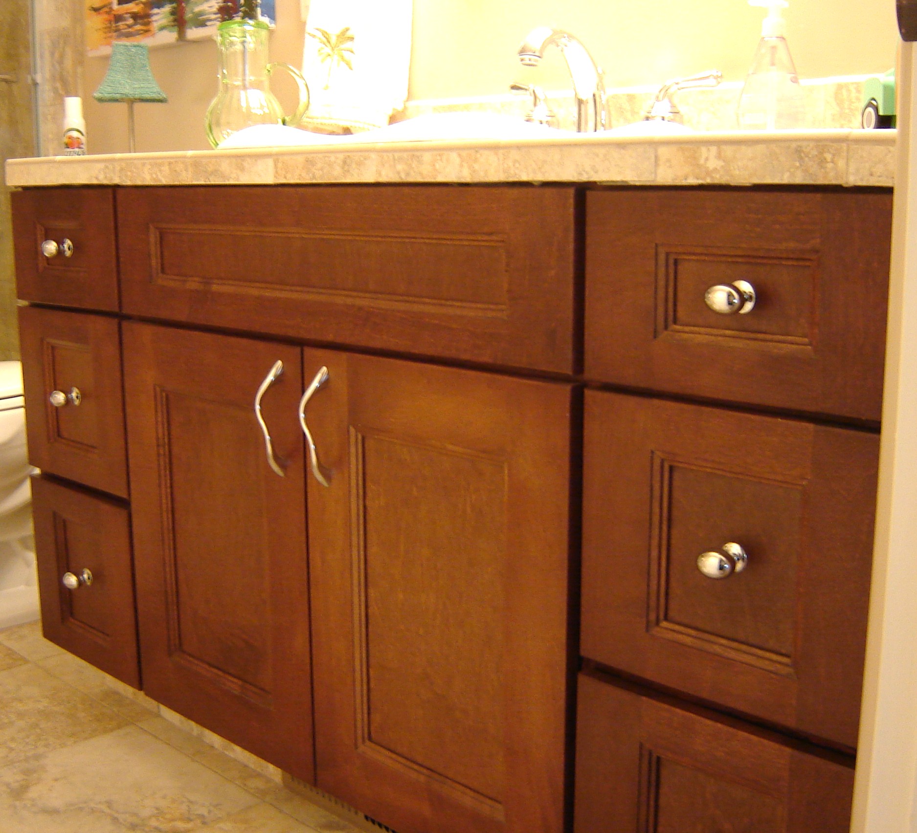 Modern bathroom cabinet installation by RiverBend Cabinetry with sleek designs